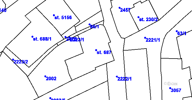Parcela st. 687 v KÚ Trutnov, Katastrální mapa