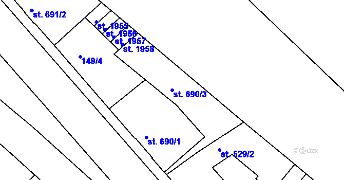 Parcela st. 690/3 v KÚ Trutnov, Katastrální mapa