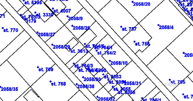 Parcela st. 764/2 v KÚ Trutnov, Katastrální mapa