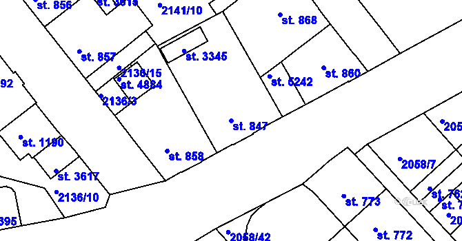 Parcela st. 847 v KÚ Trutnov, Katastrální mapa
