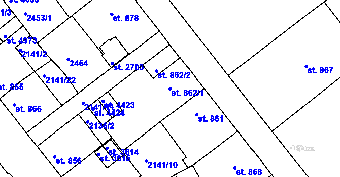 Parcela st. 862/1 v KÚ Trutnov, Katastrální mapa