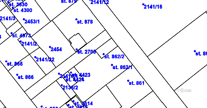 Parcela st. 862/2 v KÚ Trutnov, Katastrální mapa