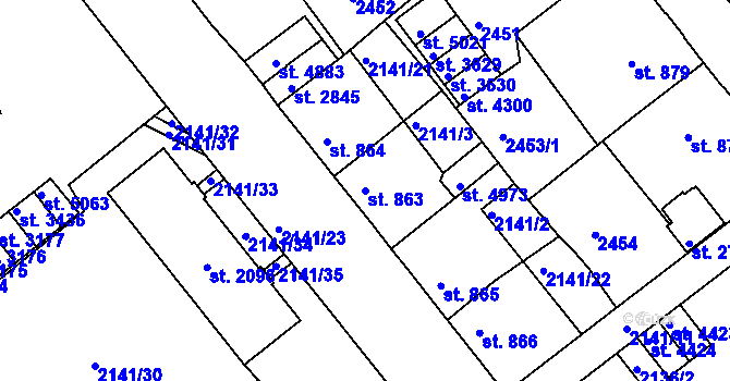Parcela st. 863 v KÚ Trutnov, Katastrální mapa