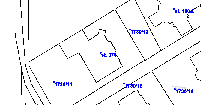 Parcela st. 876 v KÚ Trutnov, Katastrální mapa