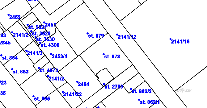 Parcela st. 878 v KÚ Trutnov, Katastrální mapa