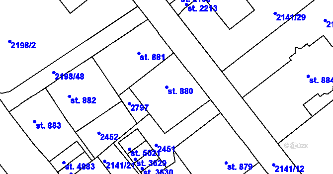 Parcela st. 880 v KÚ Trutnov, Katastrální mapa