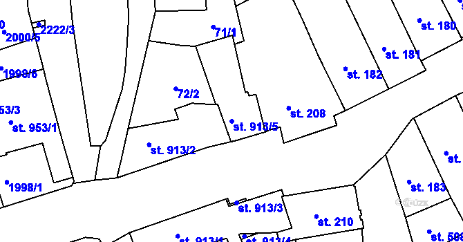 Parcela st. 913/5 v KÚ Trutnov, Katastrální mapa