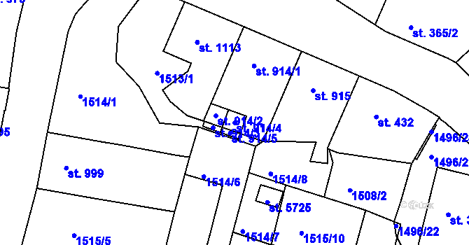Parcela st. 914/4 v KÚ Trutnov, Katastrální mapa