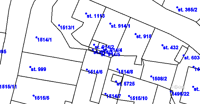 Parcela st. 914/5 v KÚ Trutnov, Katastrální mapa