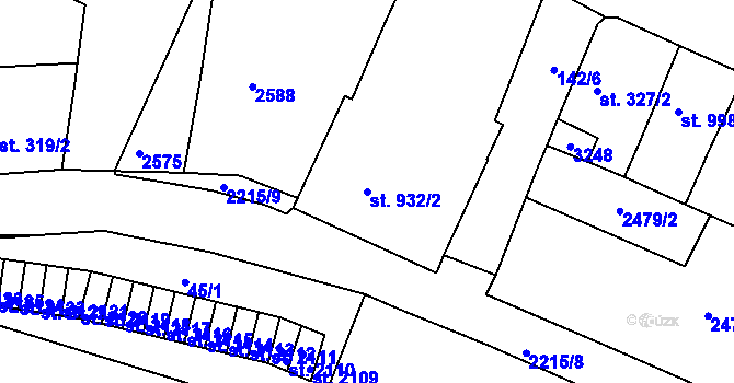 Parcela st. 932/2 v KÚ Trutnov, Katastrální mapa