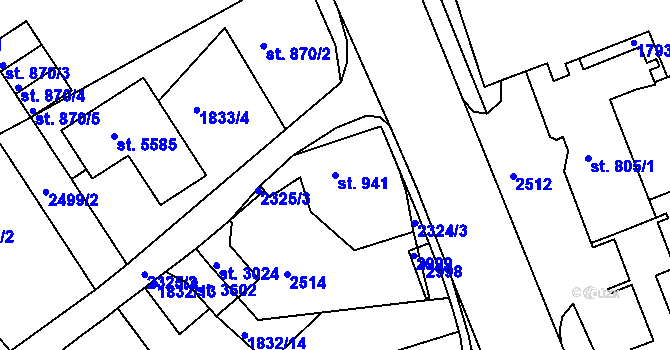 Parcela st. 941 v KÚ Trutnov, Katastrální mapa