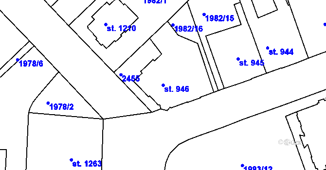 Parcela st. 946 v KÚ Trutnov, Katastrální mapa