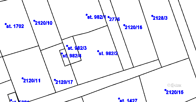 Parcela st. 982/2 v KÚ Trutnov, Katastrální mapa