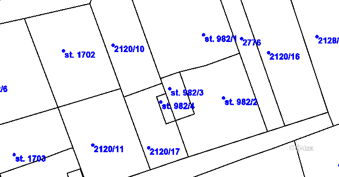 Parcela st. 982/3 v KÚ Trutnov, Katastrální mapa