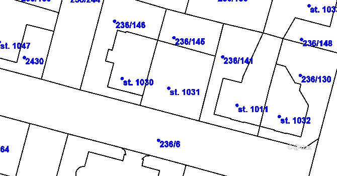 Parcela st. 1031 v KÚ Trutnov, Katastrální mapa