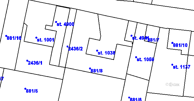 Parcela st. 1038 v KÚ Trutnov, Katastrální mapa