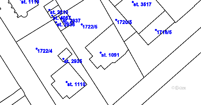 Parcela st. 1091 v KÚ Trutnov, Katastrální mapa