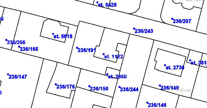 Parcela st. 1122 v KÚ Trutnov, Katastrální mapa