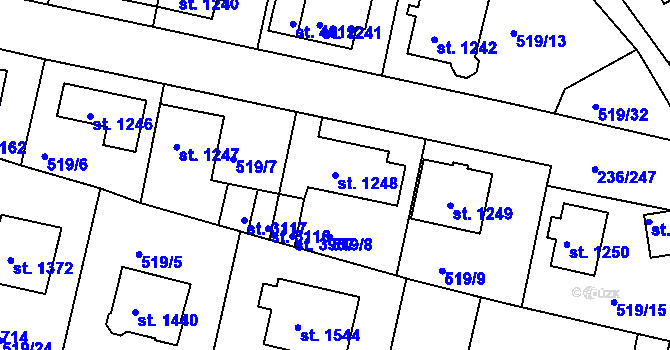 Parcela st. 1248 v KÚ Trutnov, Katastrální mapa