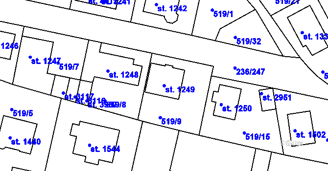 Parcela st. 1249 v KÚ Trutnov, Katastrální mapa