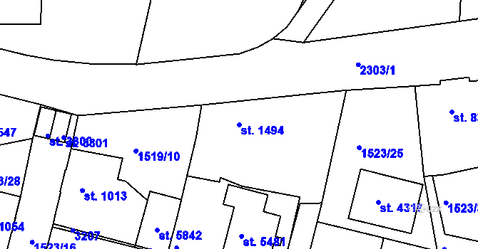 Parcela st. 1494 v KÚ Trutnov, Katastrální mapa