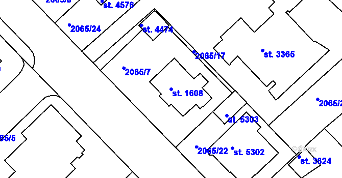 Parcela st. 1608 v KÚ Trutnov, Katastrální mapa