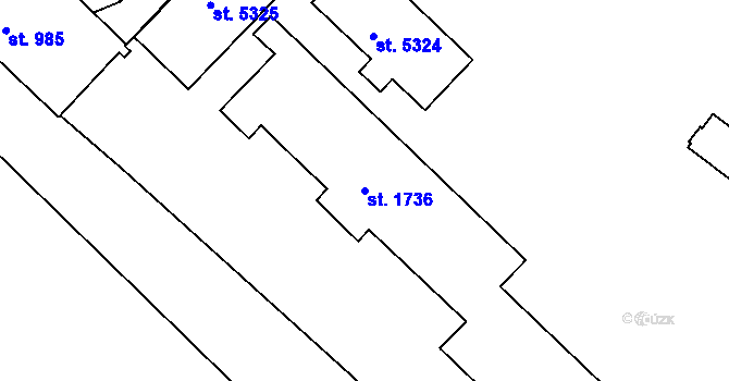 Parcela st. 1736 v KÚ Trutnov, Katastrální mapa