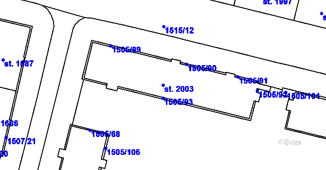 Parcela st. 2003 v KÚ Trutnov, Katastrální mapa