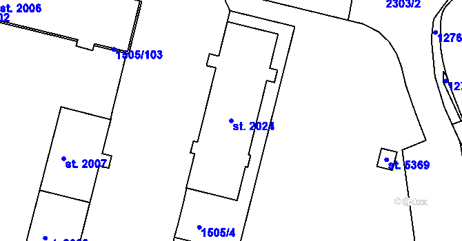 Parcela st. 2024 v KÚ Trutnov, Katastrální mapa