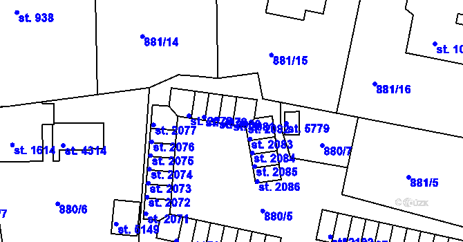 Parcela st. 2081 v KÚ Trutnov, Katastrální mapa