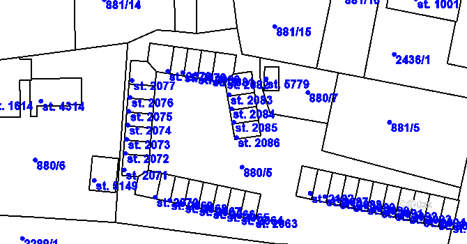 Parcela st. 2085 v KÚ Trutnov, Katastrální mapa