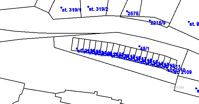 Parcela st. 2122 v KÚ Trutnov, Katastrální mapa