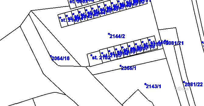 Parcela st. 2153 v KÚ Trutnov, Katastrální mapa