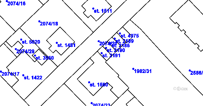 Parcela st. 2191 v KÚ Trutnov, Katastrální mapa