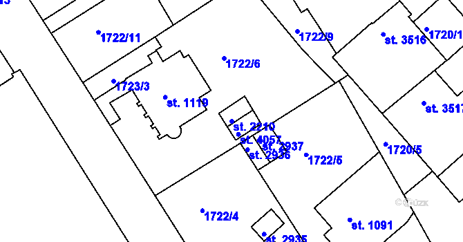 Parcela st. 2210 v KÚ Trutnov, Katastrální mapa