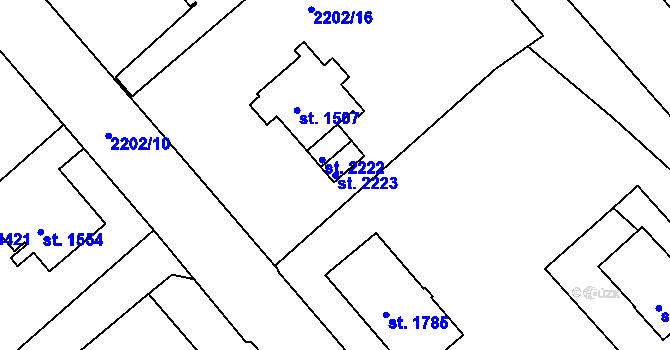 Parcela st. 2223 v KÚ Trutnov, Katastrální mapa