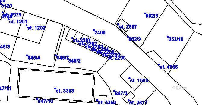 Parcela st. 2289 v KÚ Trutnov, Katastrální mapa