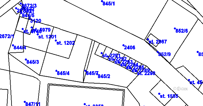 Parcela st. 2291 v KÚ Trutnov, Katastrální mapa