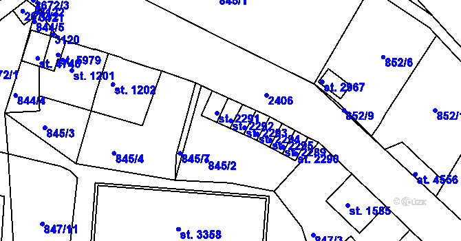 Parcela st. 2292 v KÚ Trutnov, Katastrální mapa