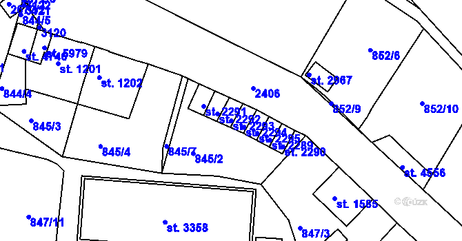 Parcela st. 2293 v KÚ Trutnov, Katastrální mapa