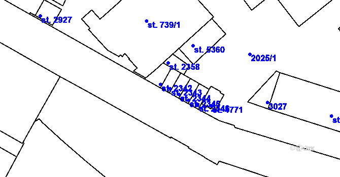 Parcela st. 2343 v KÚ Trutnov, Katastrální mapa