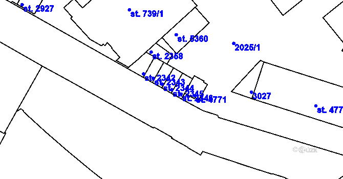 Parcela st. 2345 v KÚ Trutnov, Katastrální mapa