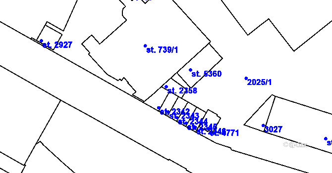 Parcela st. 2358 v KÚ Trutnov, Katastrální mapa