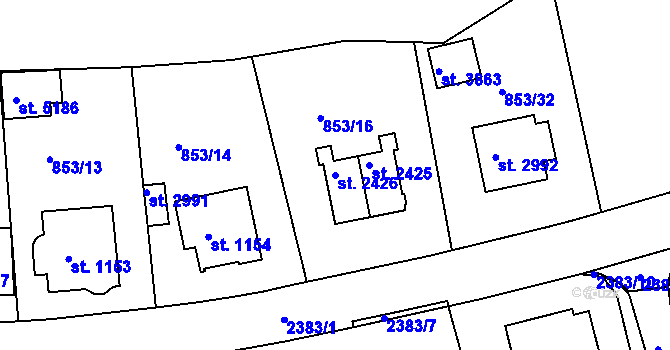 Parcela st. 2426 v KÚ Trutnov, Katastrální mapa