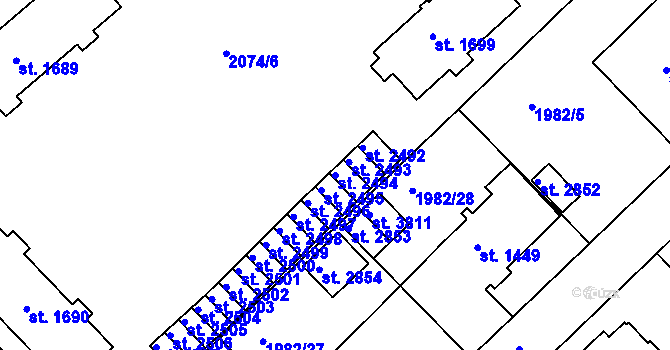 Parcela st. 2494 v KÚ Trutnov, Katastrální mapa
