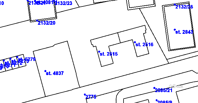 Parcela st. 2515 v KÚ Trutnov, Katastrální mapa