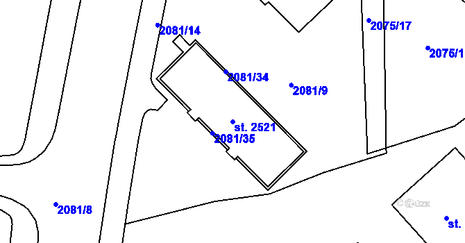 Parcela st. 2521 v KÚ Trutnov, Katastrální mapa