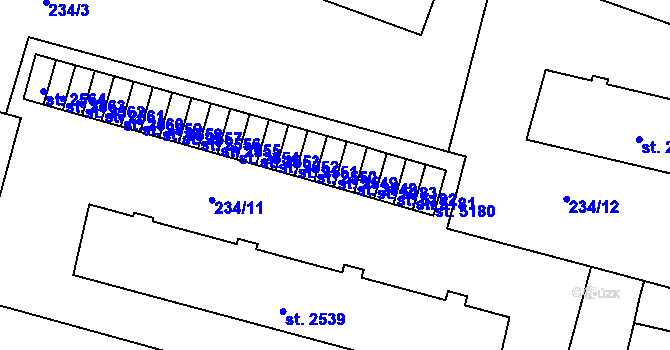 Parcela st. 2549 v KÚ Trutnov, Katastrální mapa