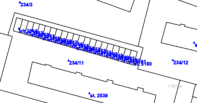 Parcela st. 2550 v KÚ Trutnov, Katastrální mapa