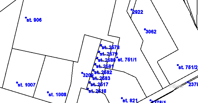Parcela st. 2579 v KÚ Trutnov, Katastrální mapa